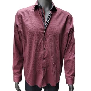 210B. Au Noir Red & Black Button Down Shirt - Size Medium